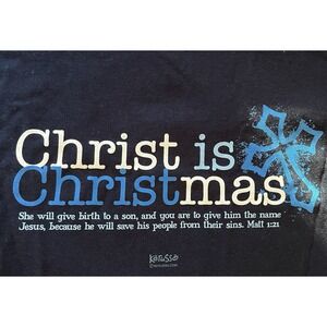 Kerusso Christ is Christmas T-Shirt Mens 2XL Navy Blue Heavy Cotton Matt 1:21